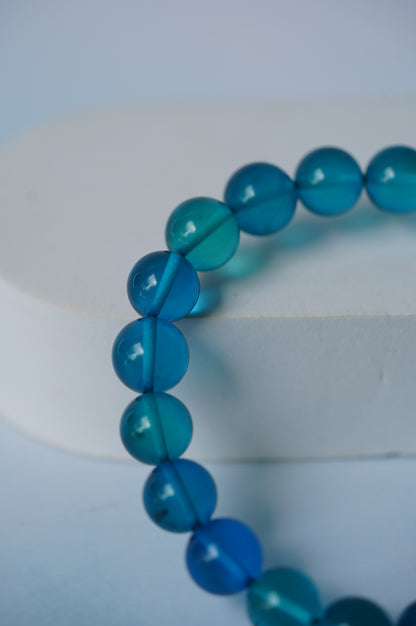 Light Blue Amber Beaded Bracelet 10mm