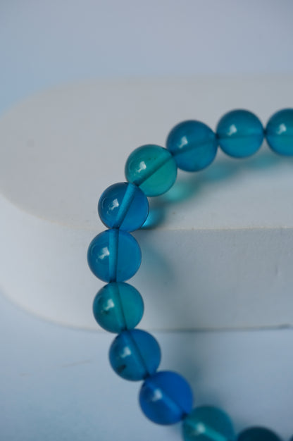 Light Blue Amber Beaded Bracelet 10mm