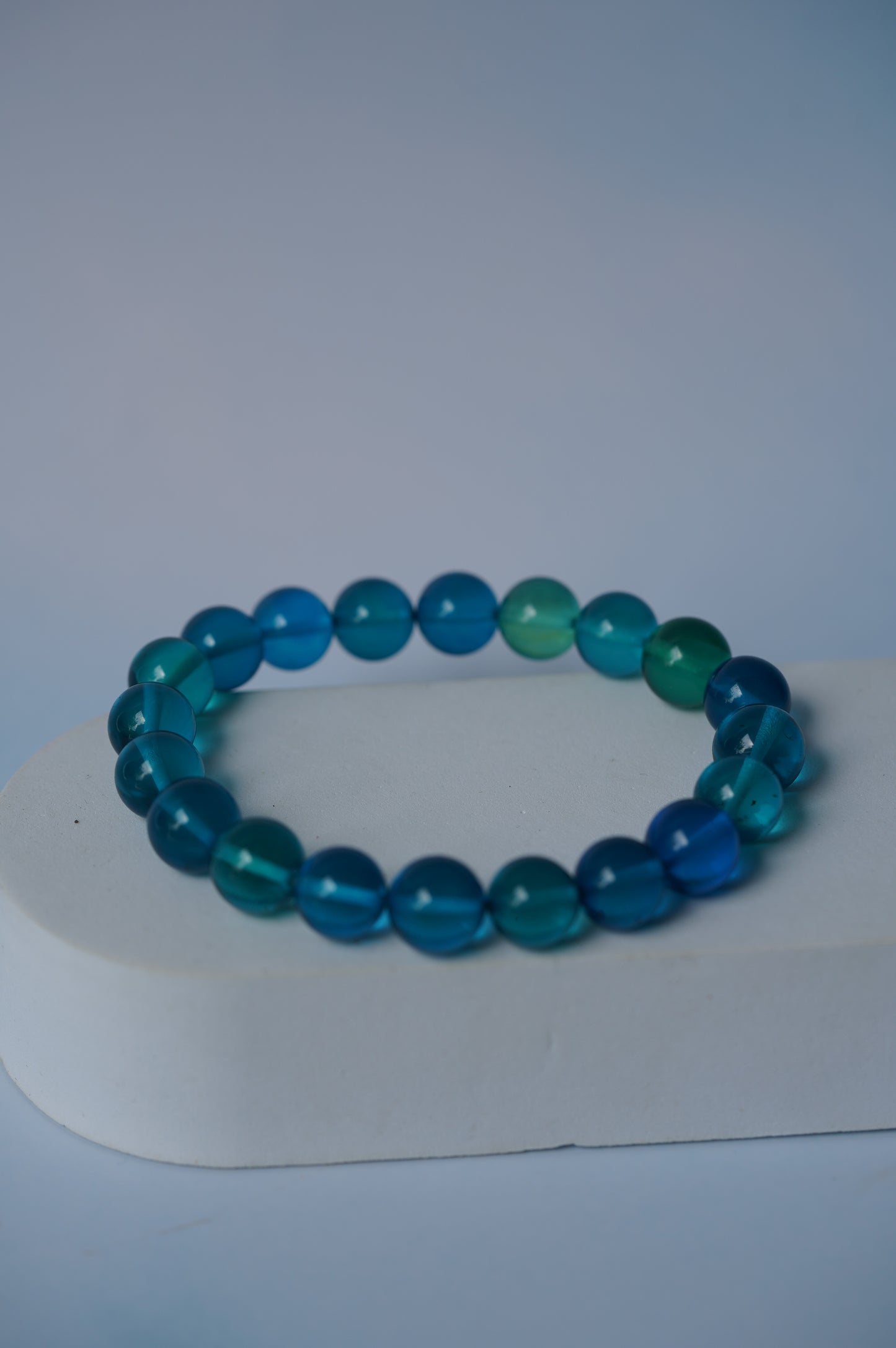 Light Blue Amber Beaded Bracelet 10mm