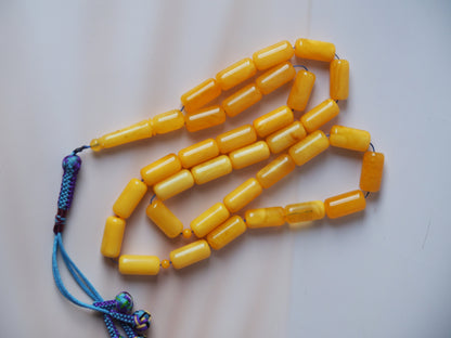 Butterscotch / Honey Natural Amber Rosary Barrel Shaped 33 Beads