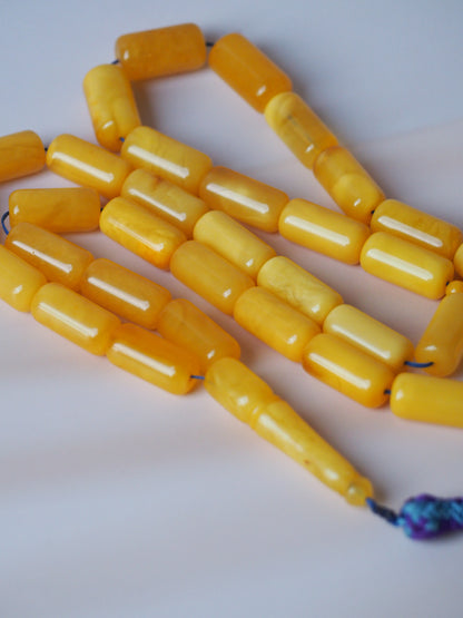 Butterscotch / Honey Natural Amber Rosary Barrel Shaped 33 Beads