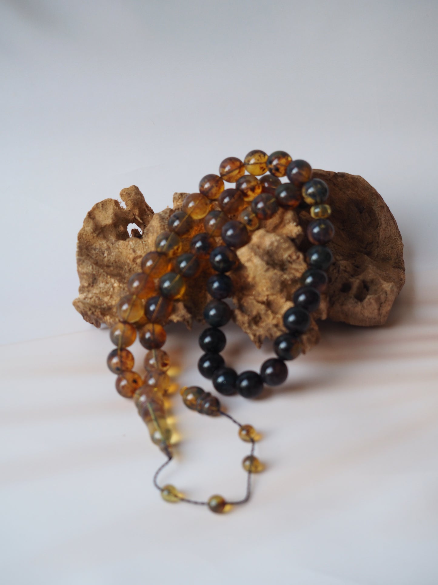 Rare Natural Blue Dominican Amber Misbah 45 Beads