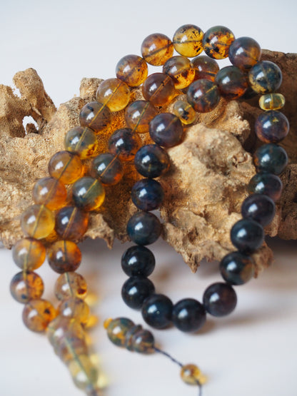 Rare Natural Blue Dominican Amber Misbah 45 Beads