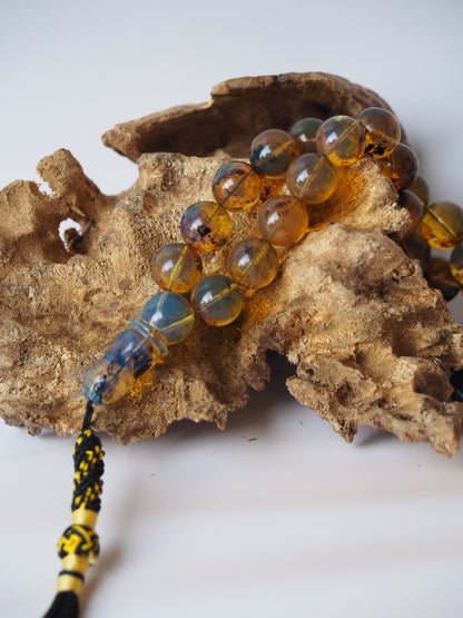 Rare Natural Blue Dominican Amber Misbah 45 Beads