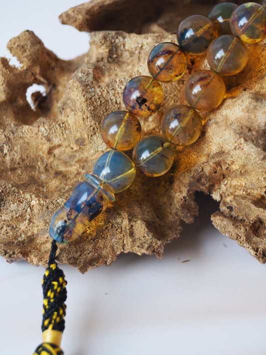 Rare Natural Blue Dominican Amber Misbah 45 Beads