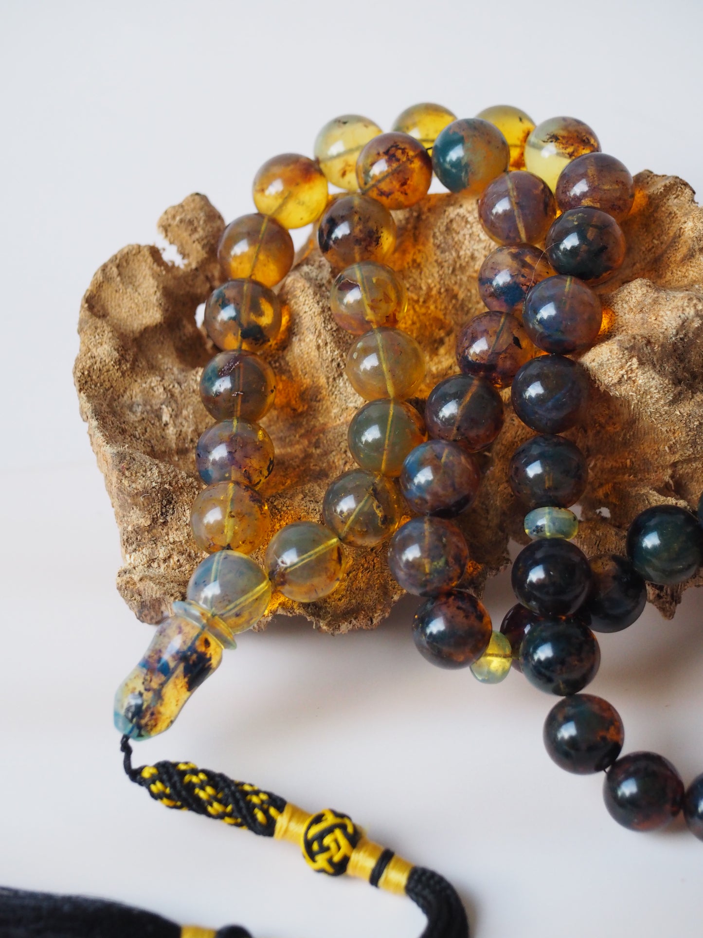 Rare Natural Blue Dominican Amber Misbah 45 Beads