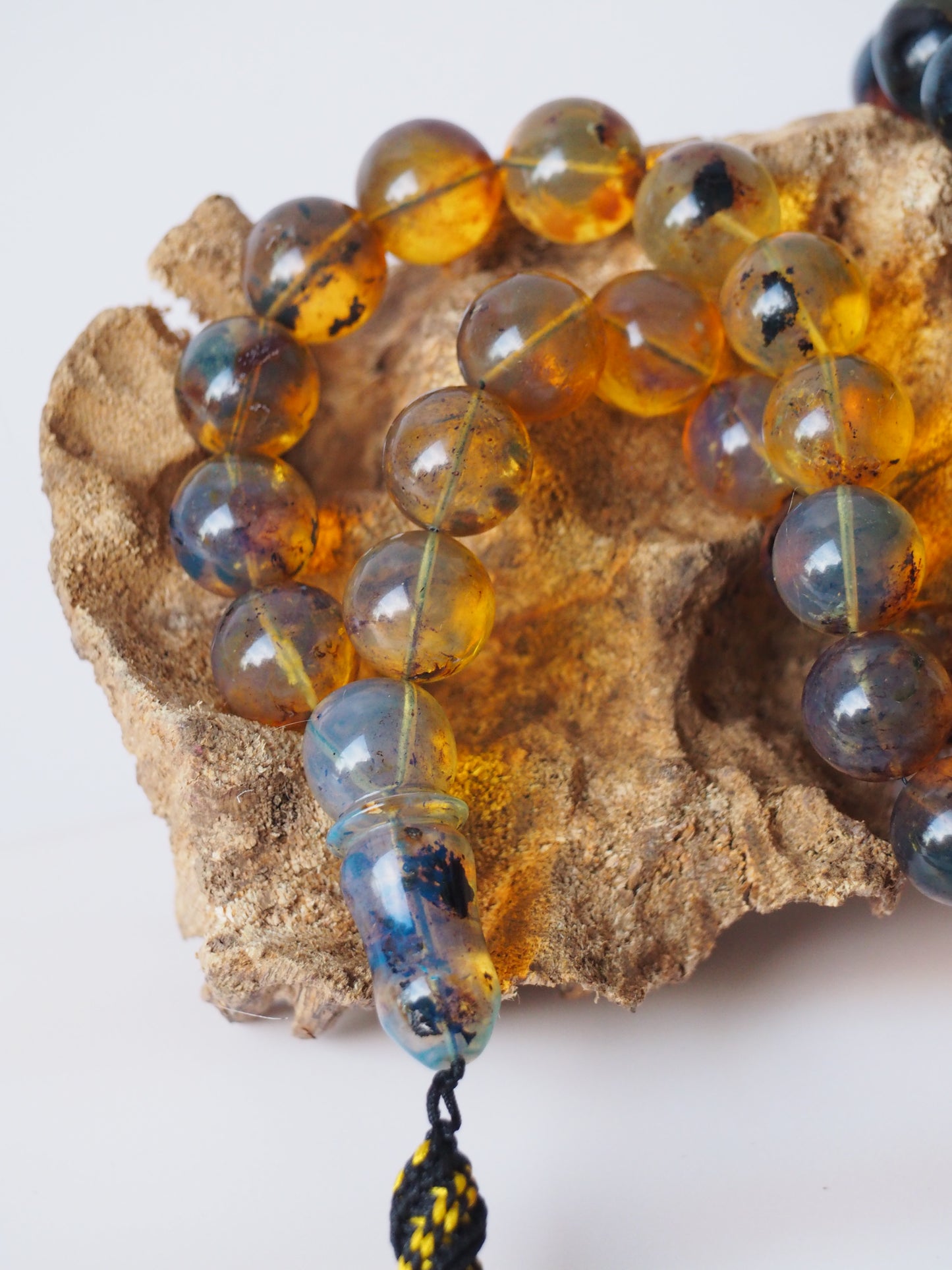 Rare Natural Blue Dominican Amber Misbah 45 Beads