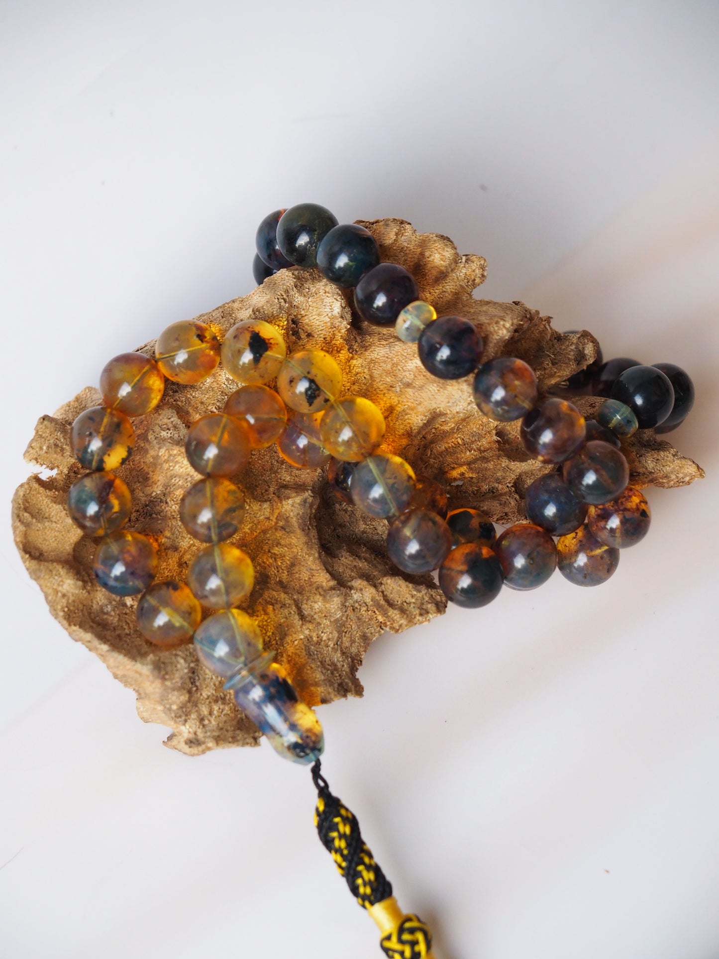 Rare Natural Blue Dominican Amber Misbah 45 Beads