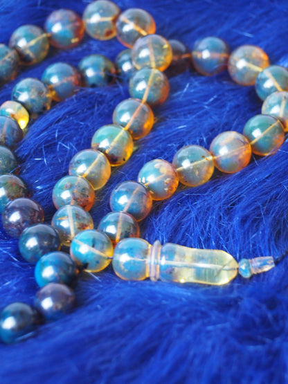 Rare Natural Blue Dominican Amber Misbah 45 Beads