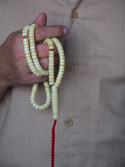 Natural Royal White Donut Shaped Amber Rosary / Misbaha 159 Beads