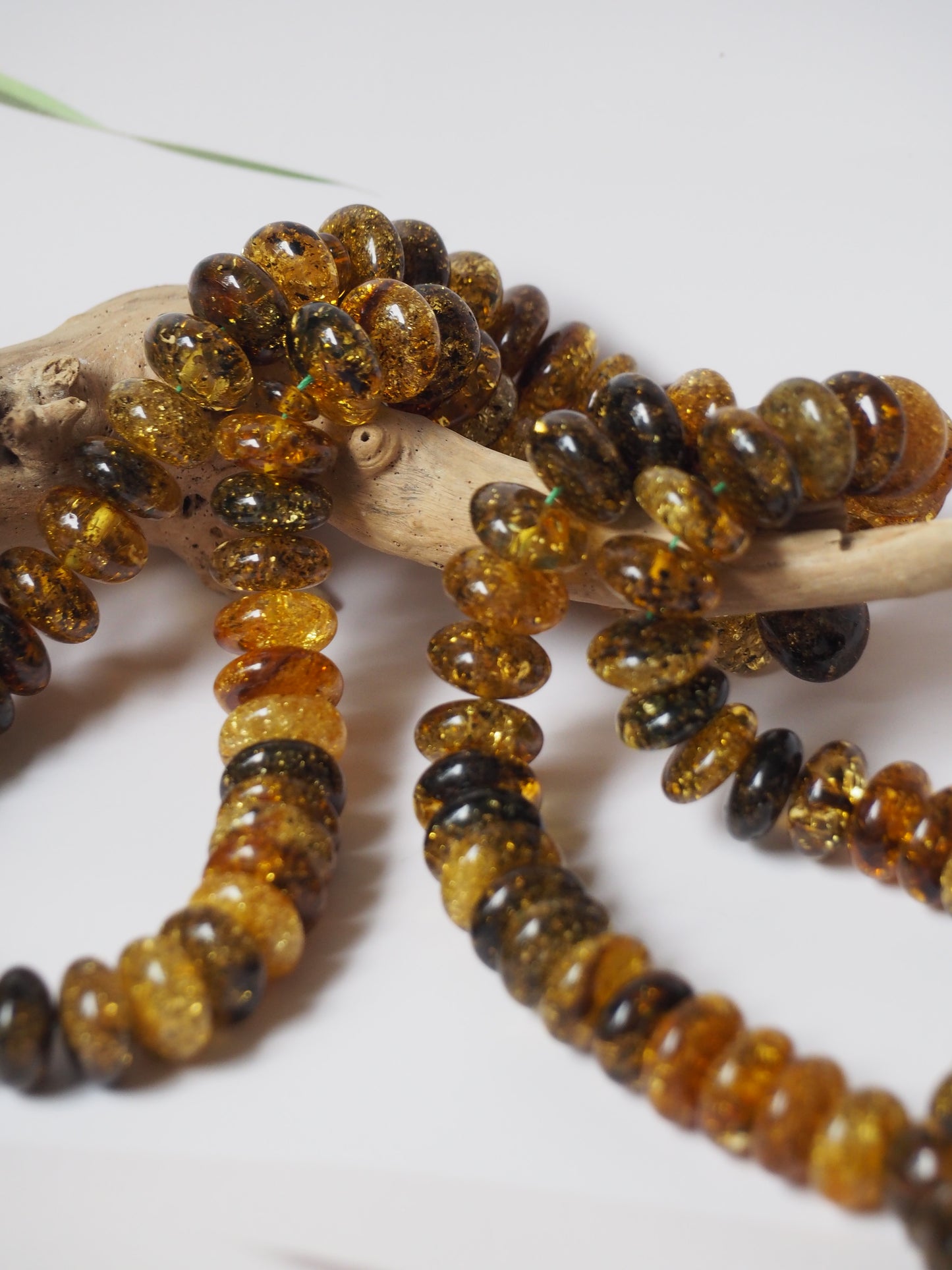 Natural Sea Green Amber with Bubbles of Air Misbah 99 Beads | Donut Shape