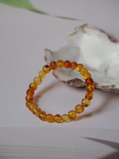 Natural Raw Irregular Citron Amber Beaded Bracelet