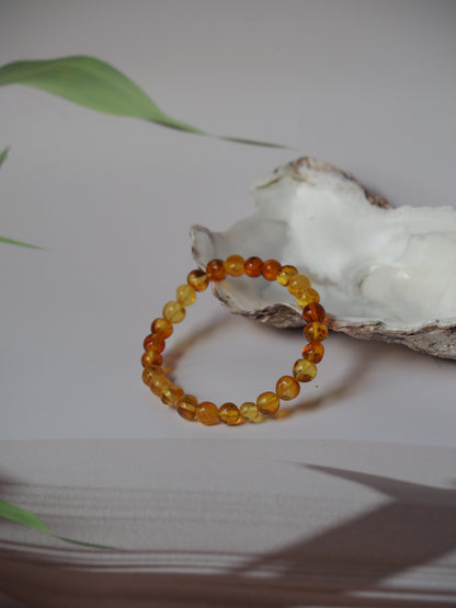 Natural Raw Irregular Citron Amber Beaded Bracelet