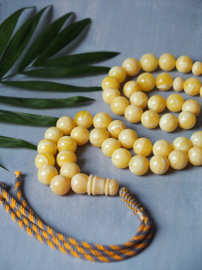 Unique Natural Milk/Royal White Tiger Amber Tasbih With Certificate