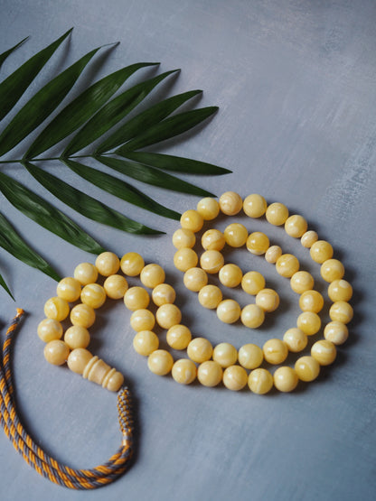 Unique Natural Milk/Royal White Tiger Amber Tasbih With Certificate