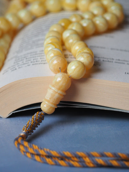 Unique Natural Milk/Royal White Tiger Amber Tasbih With Certificate