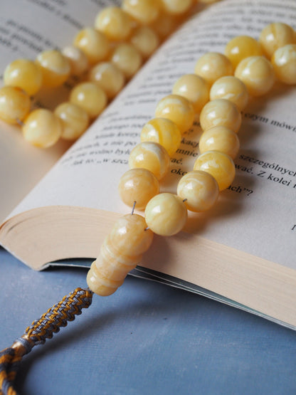 Unique Natural Milk/Royal White Tiger Amber Tasbih With Certificate