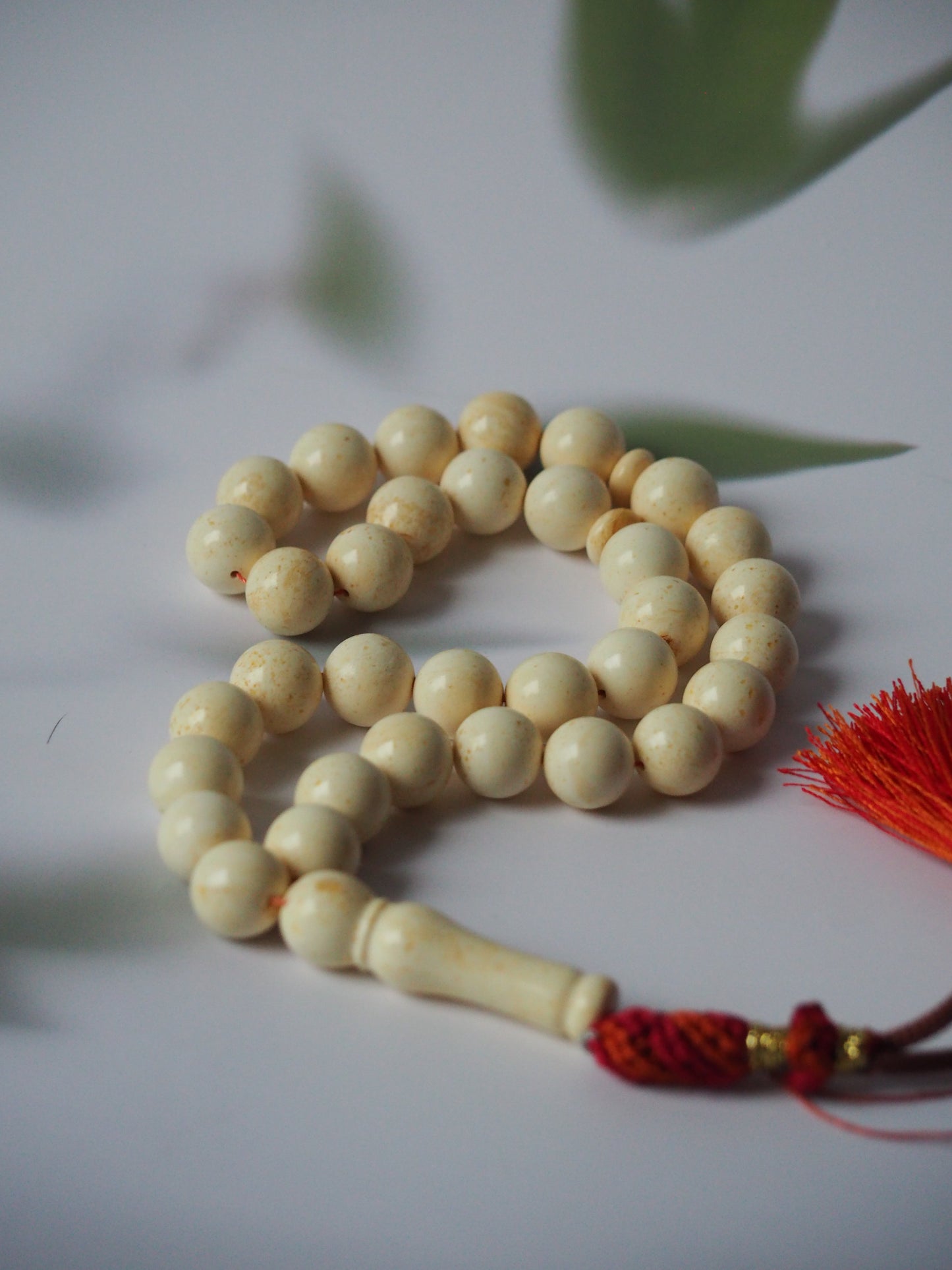 Royal White Amber Rosary Tasbih Round Beads 13,2mm