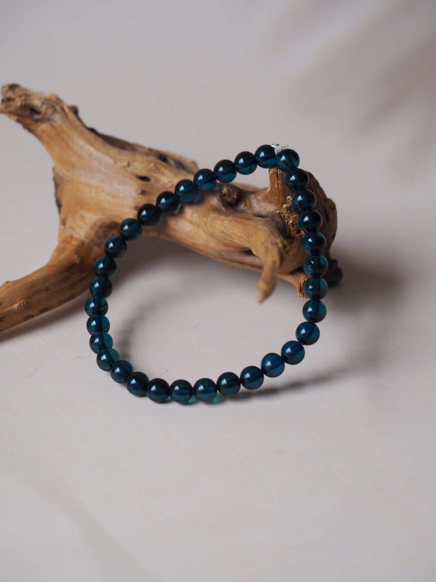Dark Blue Amber Beaded Bracelet 5mm