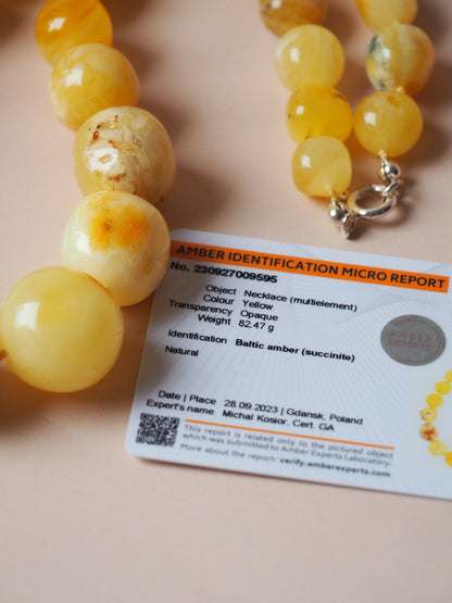 Big Unique Amber Necklace with Certificate