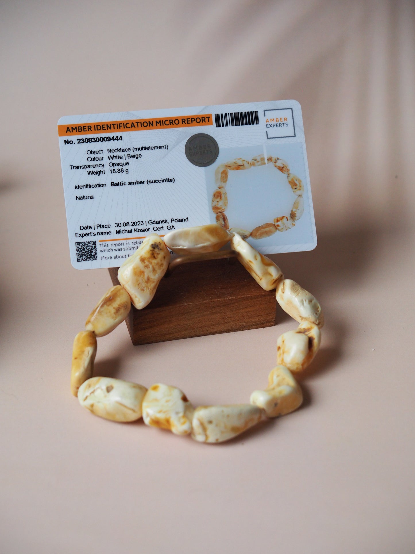 Unique Raw White Amber Irregular Bracelet with Certificate