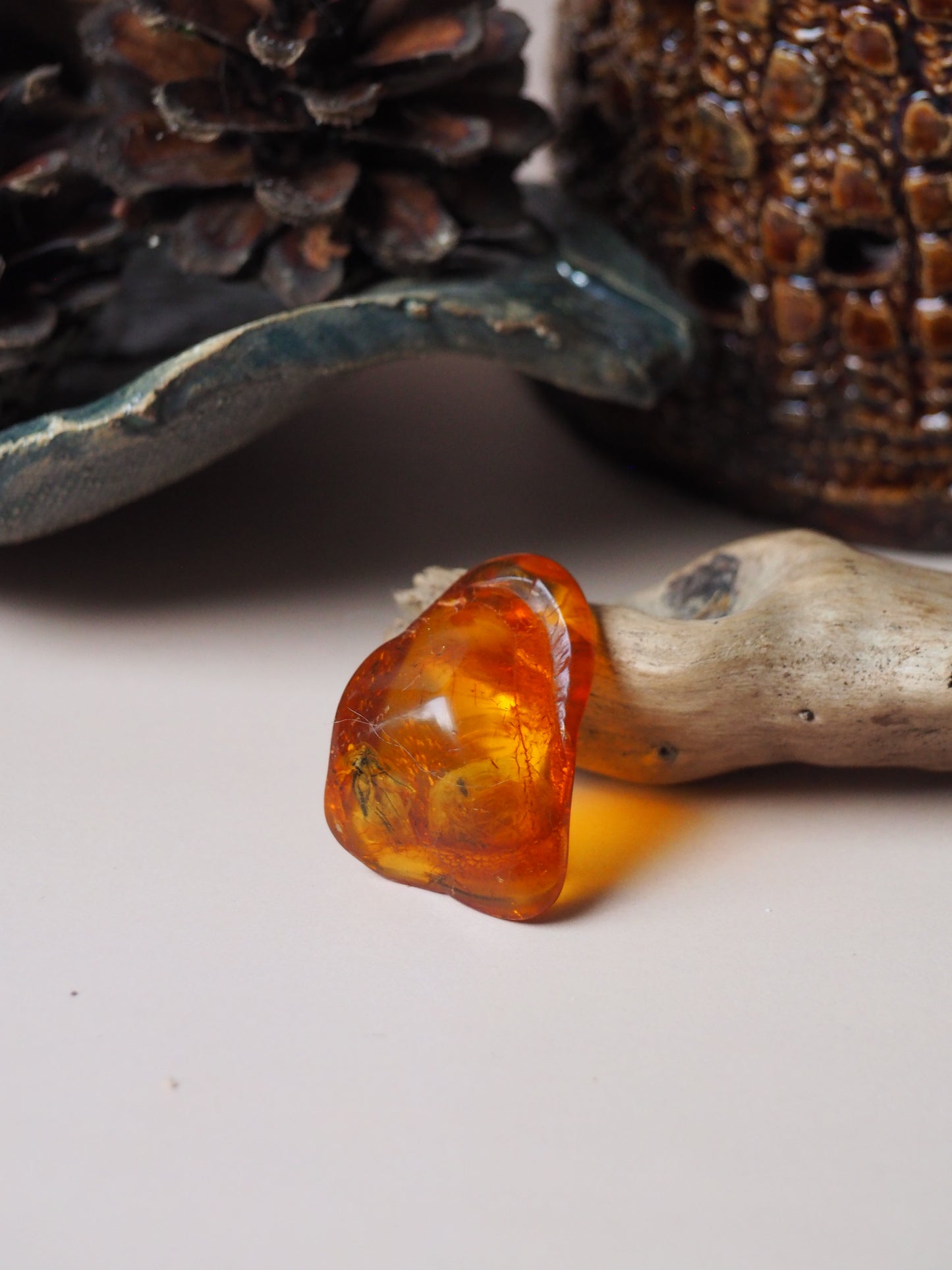 Unique Amber Piece with  Insects Inclusions - Mosquito and 2 Flies