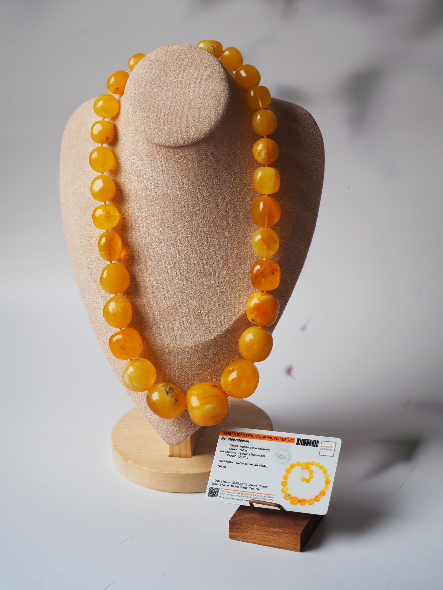 Huge Unique Honey Amber Necklace with Certificate