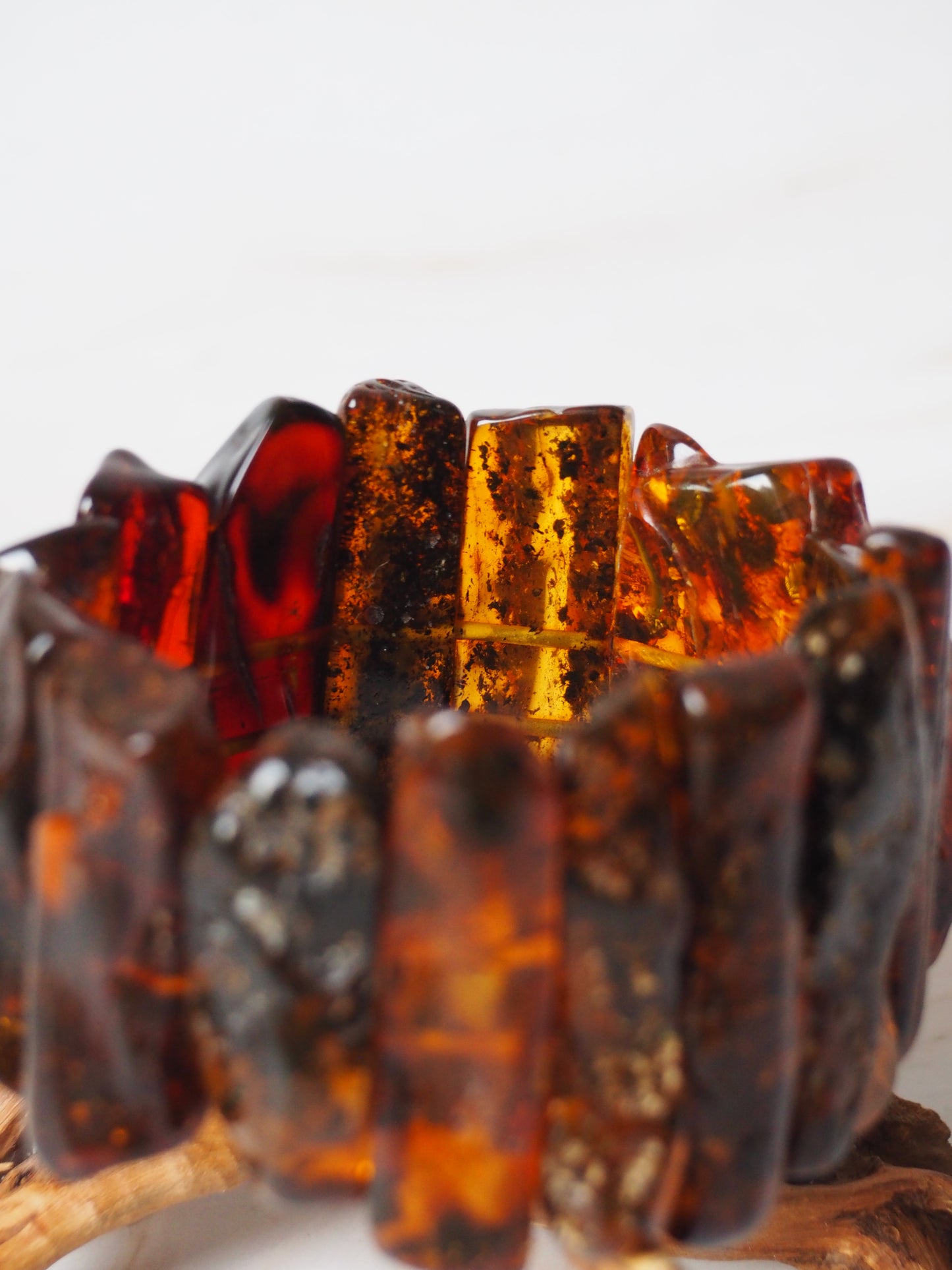 Big Unique Natural Raw Amber Irregular Pieces Bracelet 78,2g
