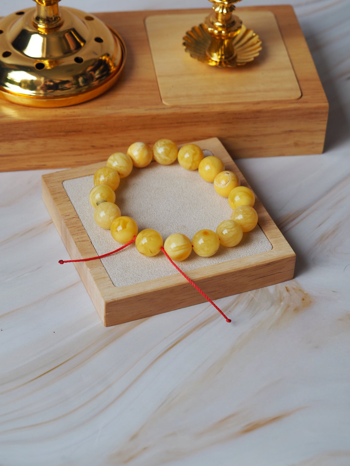 Unique Natural Amber Beaded Bracelet with Regulation