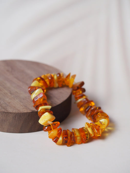 Cognac Amber/ Butterscotch Amber Raw Polished Bracelet with Irregular Beads