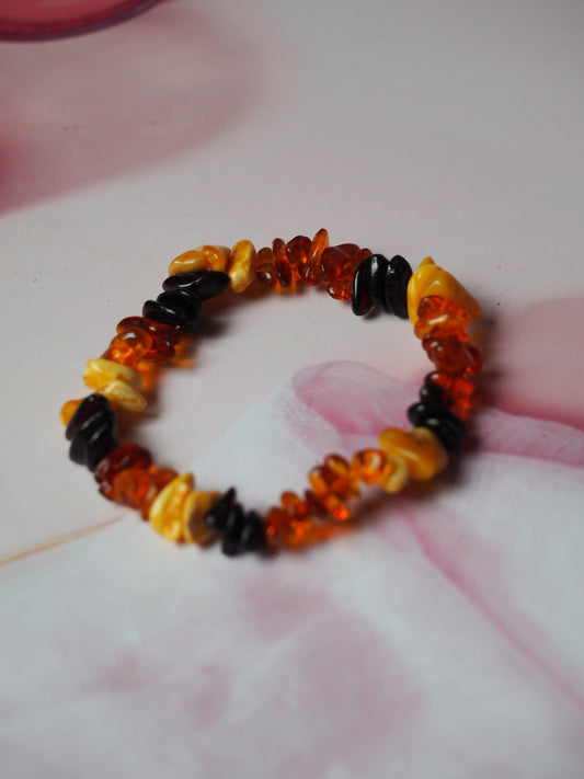 Multicolor Amber Irregular Polished Bracelet