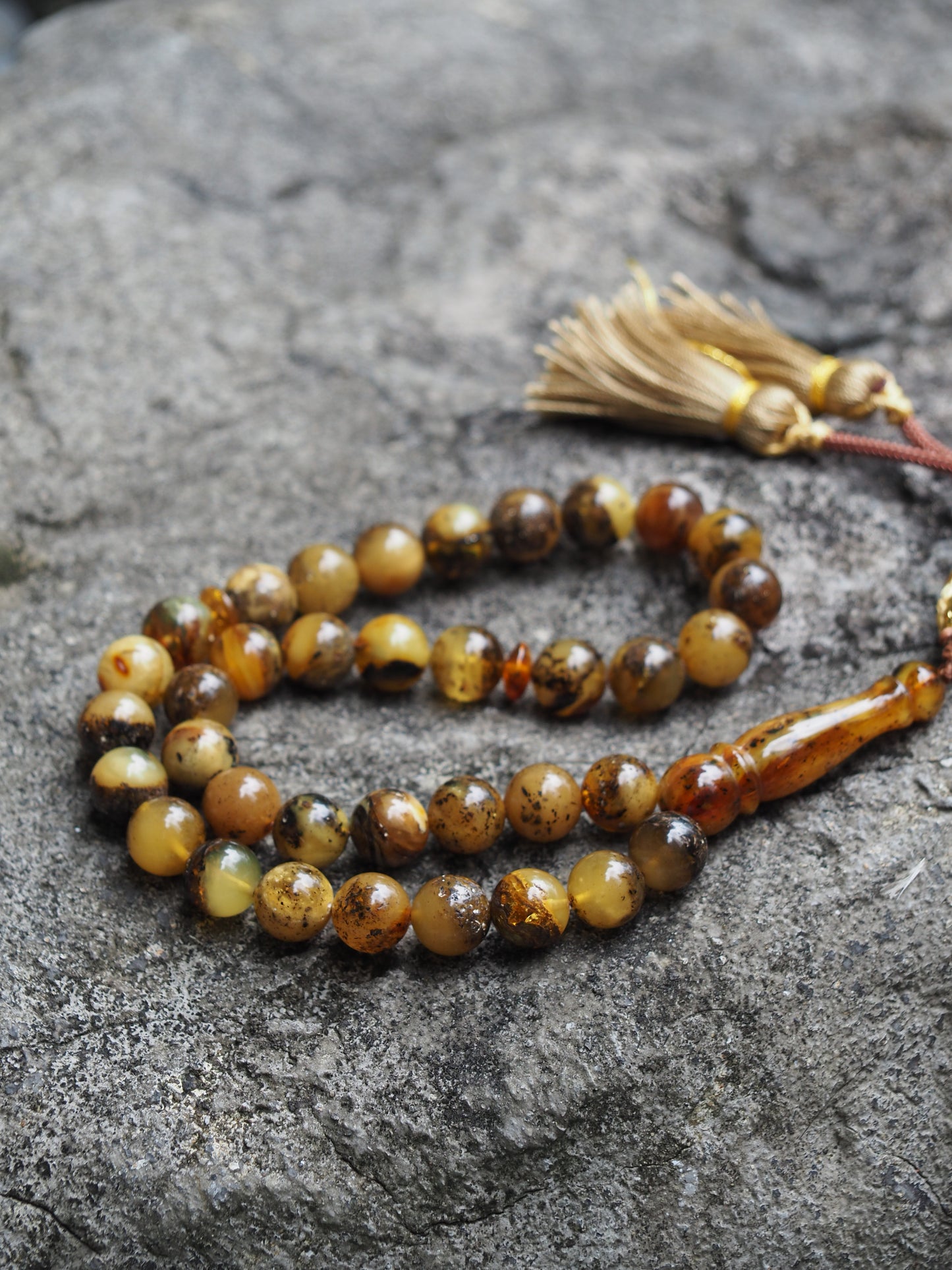 Natural Green Amber Rosary 12,5mm Round Beads