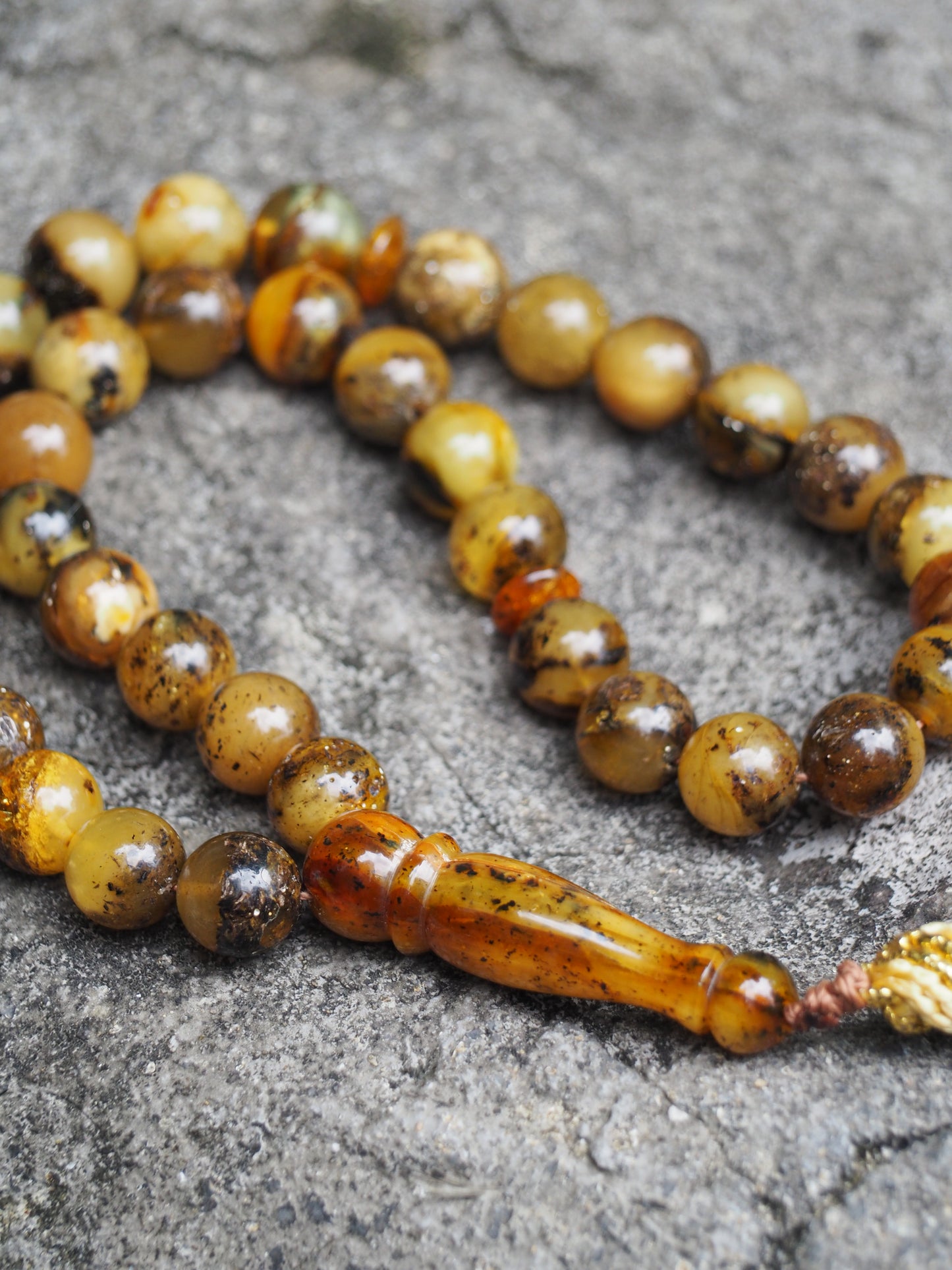 Natural Green Amber Rosary 12,5mm Round Beads