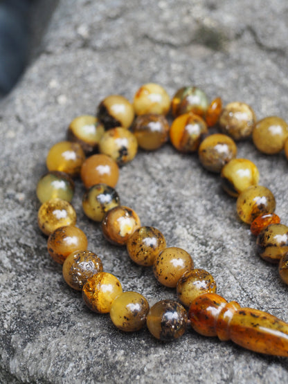 Natural Green Amber Rosary 12,5mm Round Beads