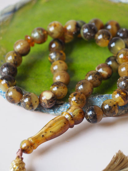 Natural Green Amber Rosary 12,5mm Round Beads