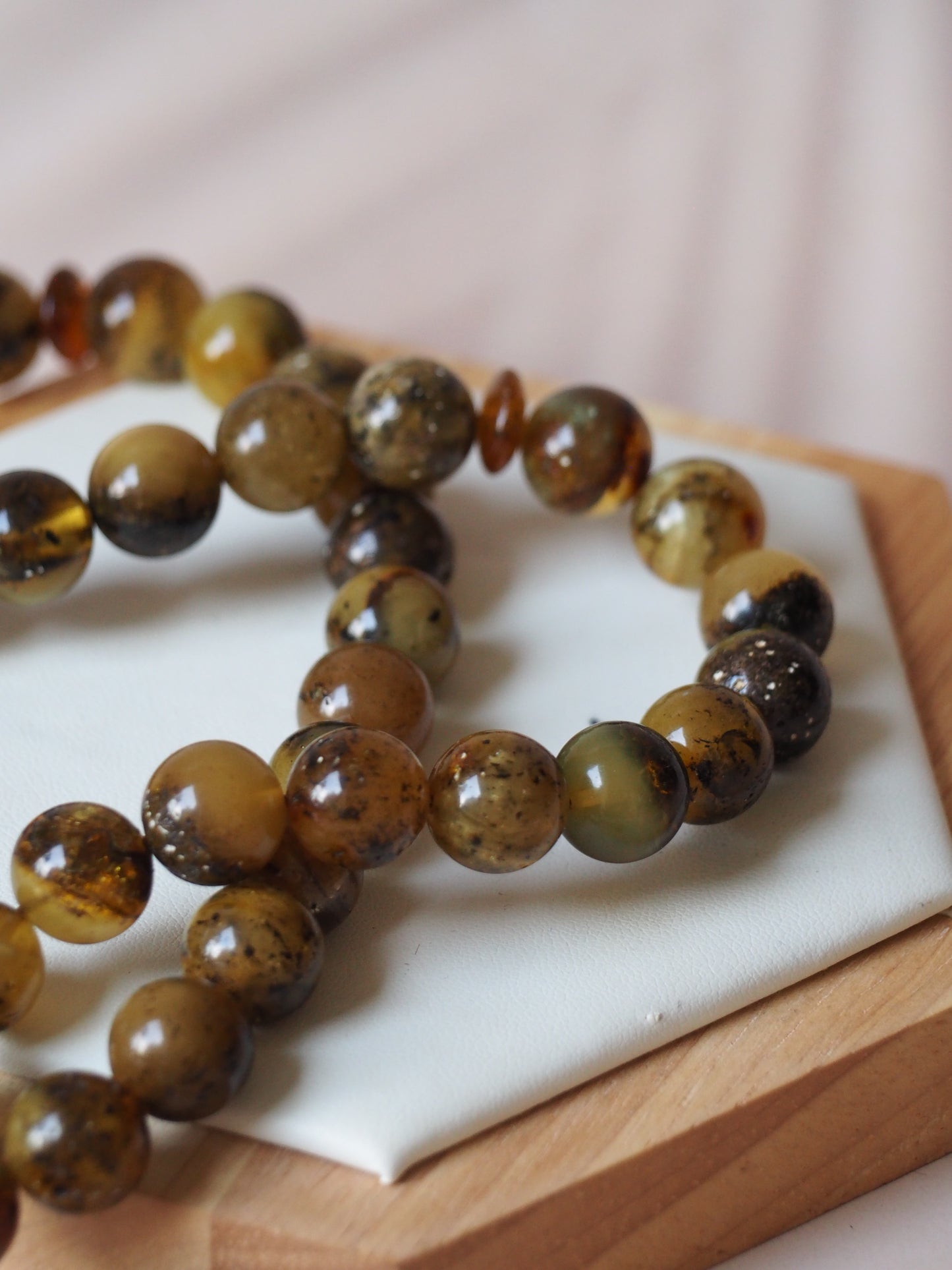 Natural Green Amber Rosary 12,5mm Round Beads