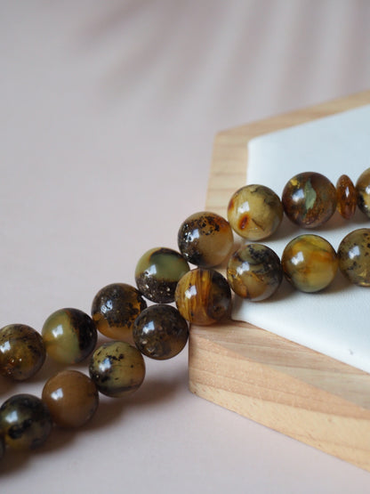 Natural Green Amber Rosary 12,5mm Round Beads