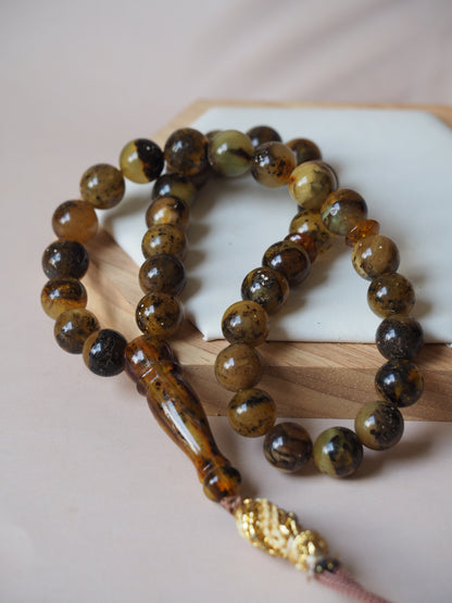 Natural Green Amber Rosary 12,5mm Round Beads