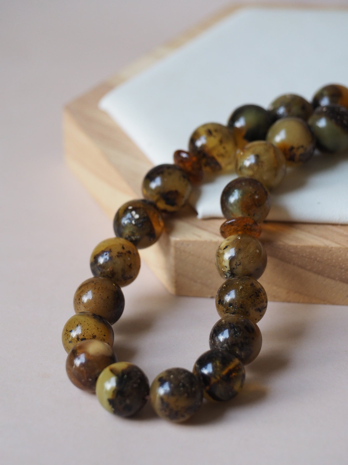 Natural Green Amber Rosary 12,5mm Round Beads