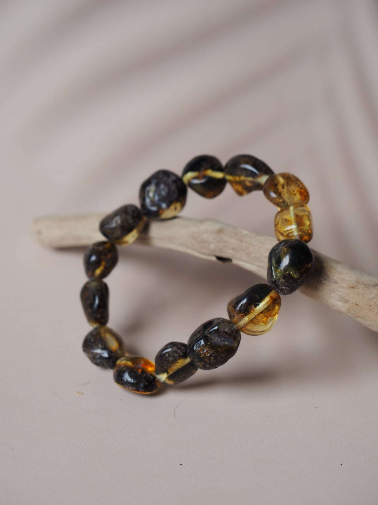 Natural Raw Amber Irregular Pieces Bracelet