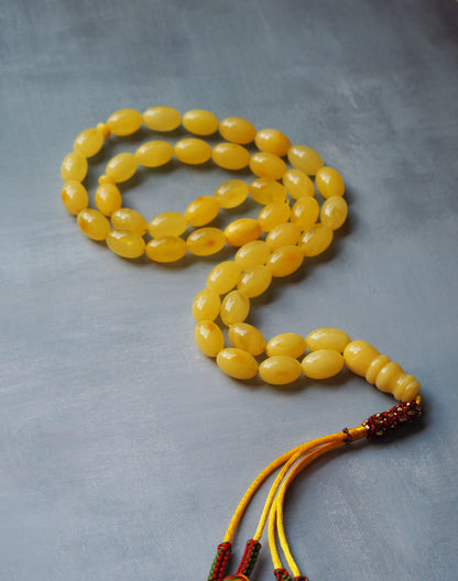 Natural Butterscotch Amber Olive Shape Rosary 66g