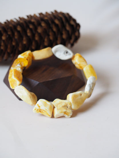 Unique Raw White/ Butterscotch Amber Bracelet