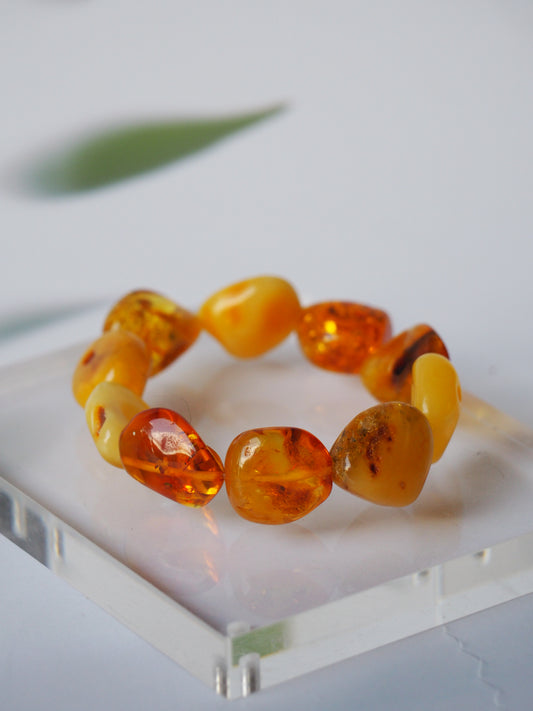 Natural Raw Polished Amber Irregular Bracelet