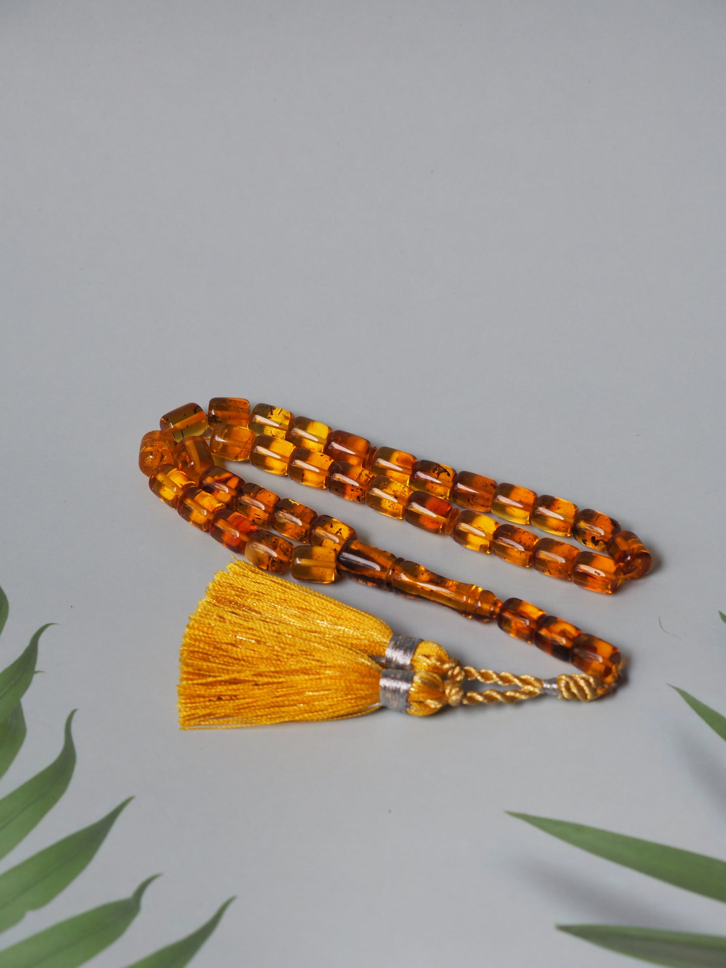 Natural Raw Citron Barrel Shape Pocket Size Tasbih 33 Beads + 3 Spare