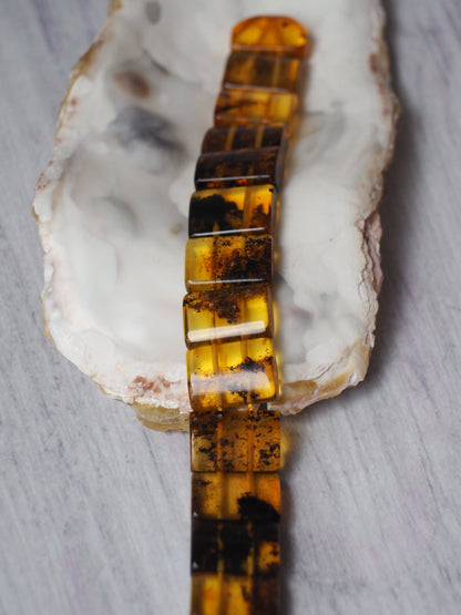 Natural Healing Sea Green Flat Amber Rosary 15 Beads