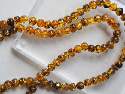 Green Amber Round Shape Rosary with Air Bubbles