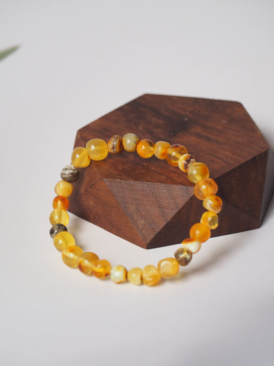 Natural Irregular Multicolor Amber Beaded Bracelet
