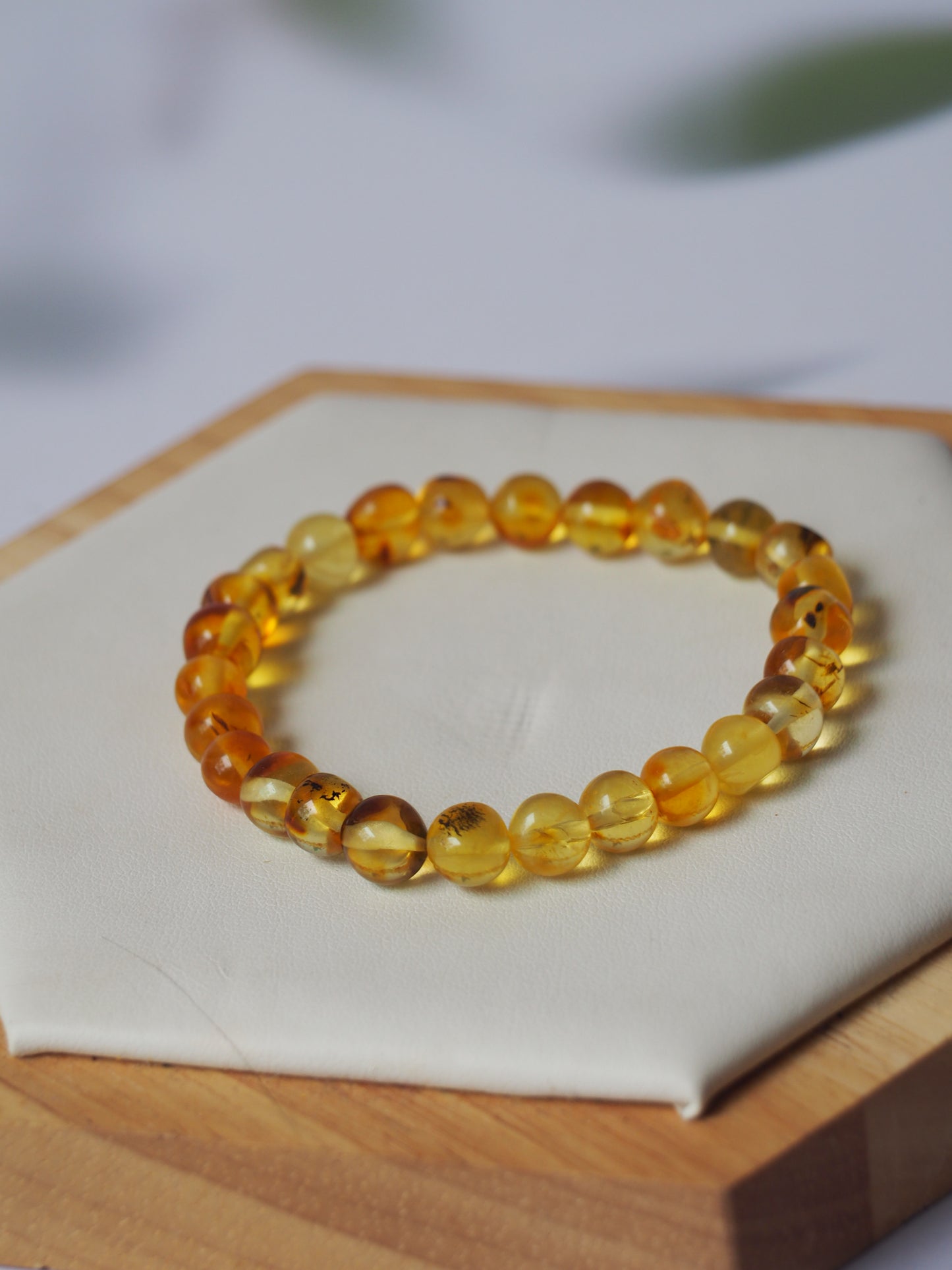 Natural Irregular Citron Amber Beaded Bracelet