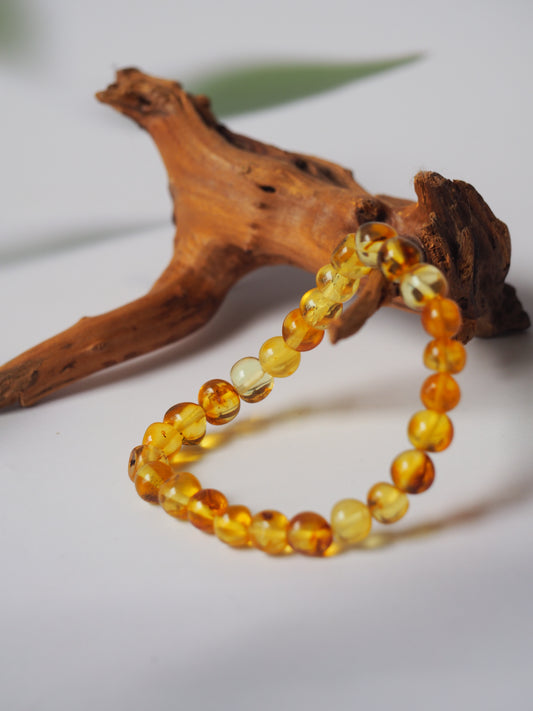 Natural Irregular Citron Amber Beaded Bracelet