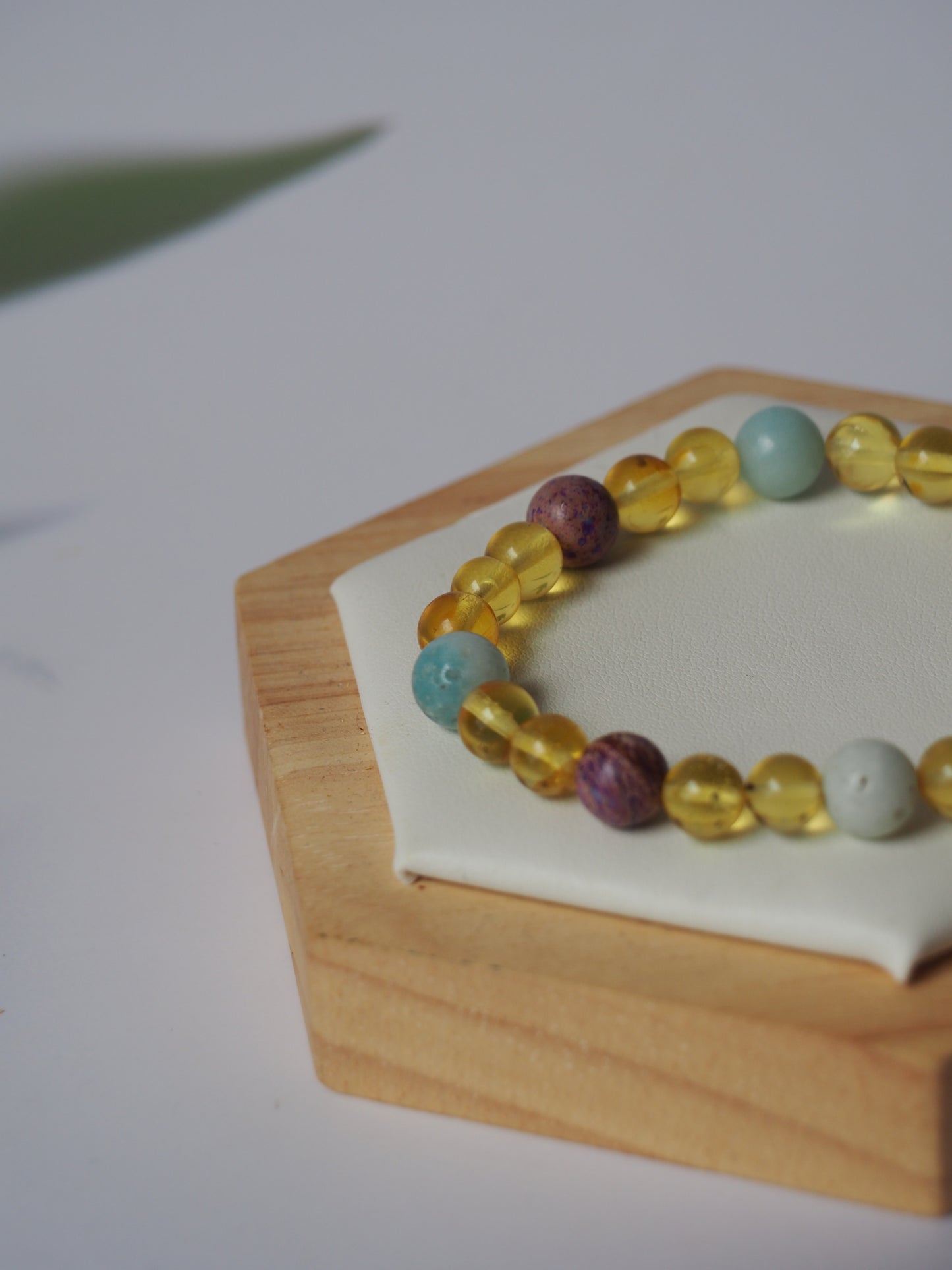 Natural Aquamarine, Imperial Jasper and Citron Amber Beaded Bracelet